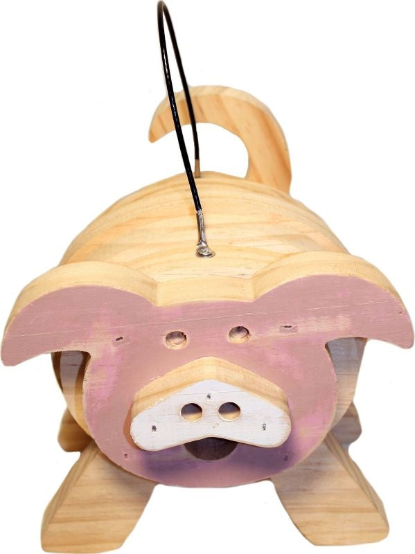 Welliver Stacks Pig Bird House Pink/Natural