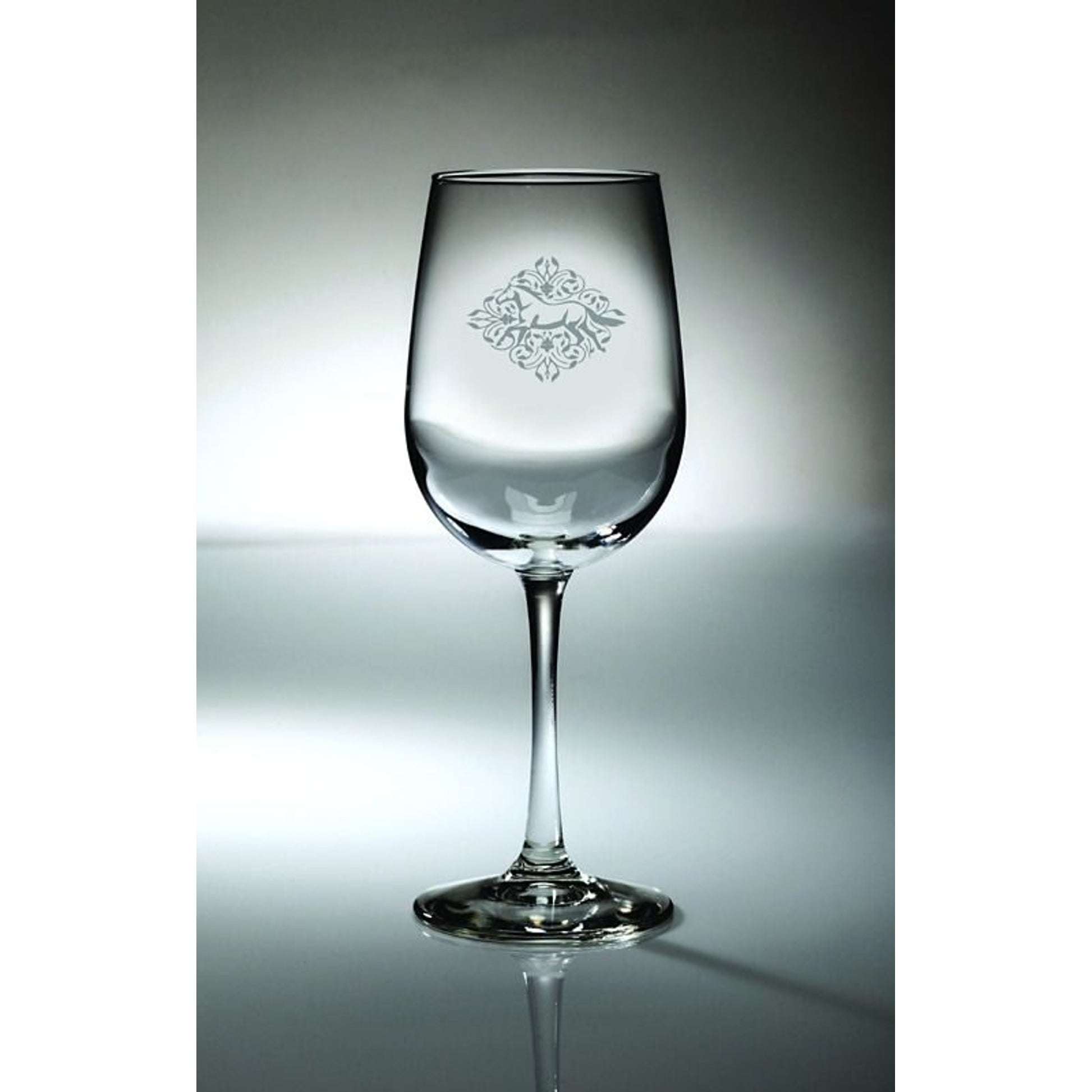 Kelley Gallop Floral Etched Wine Glass 18.5oz Bk/W