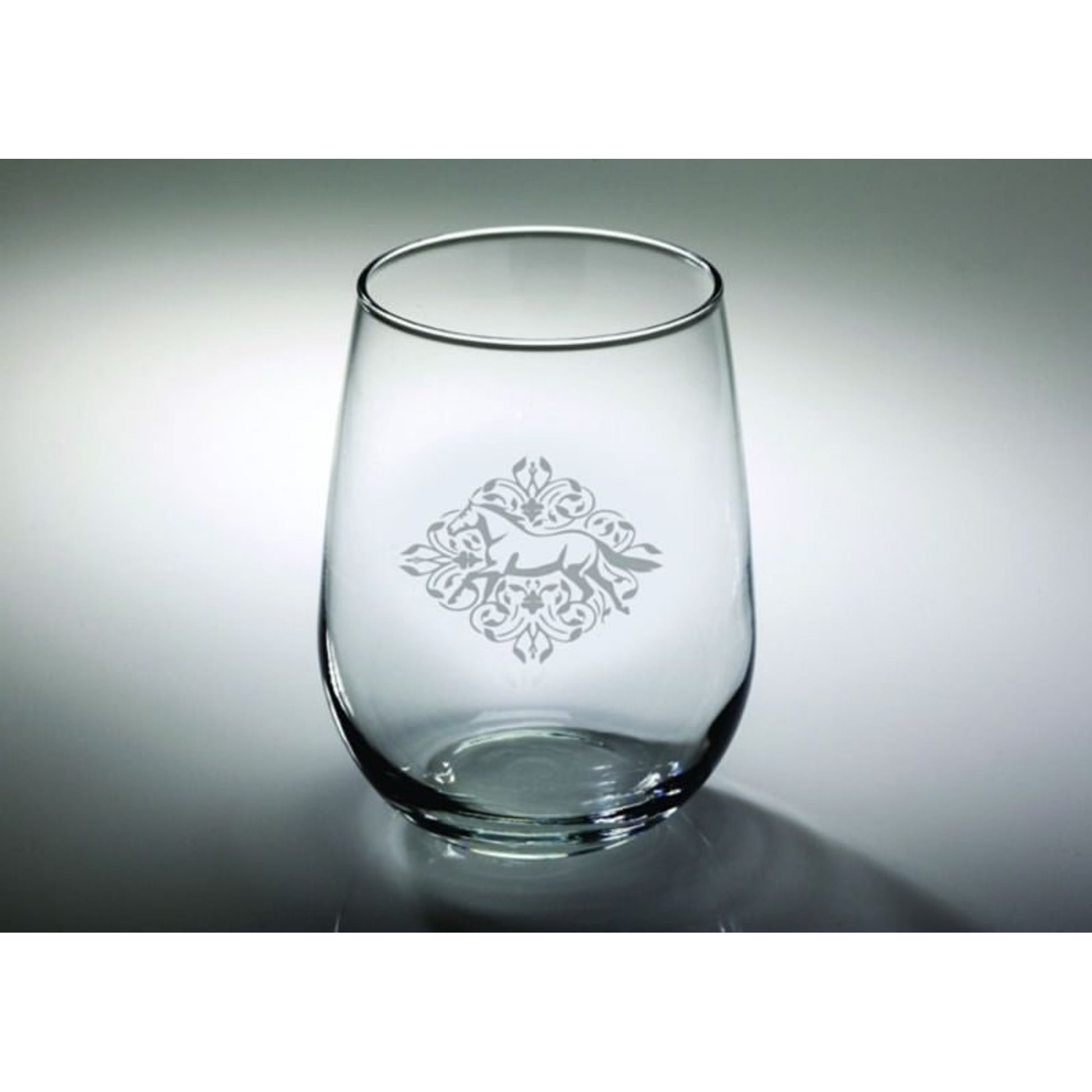 Kelley Floral Etched Stemless Wine Glass