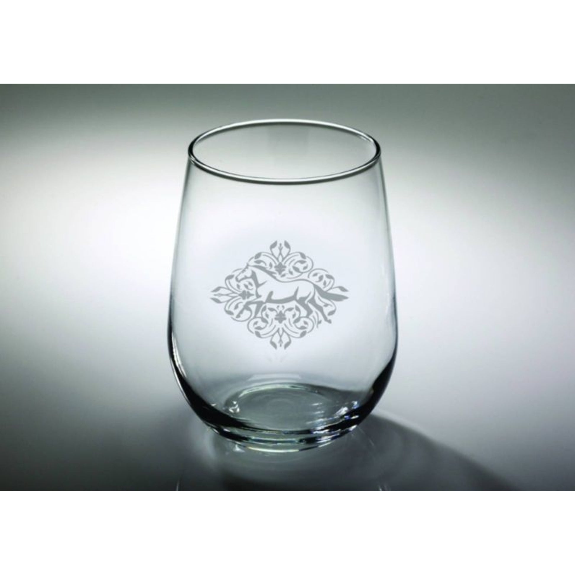 Kelley Floral Etched Stemless Wine Glass