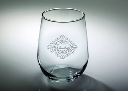 Kelley Floral Etched Stemless Wine Glass