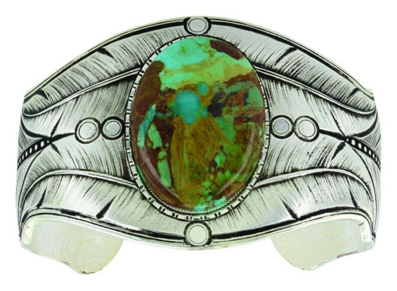 Antiqued Beaded Fletching Turquoise Cuff Bracelet