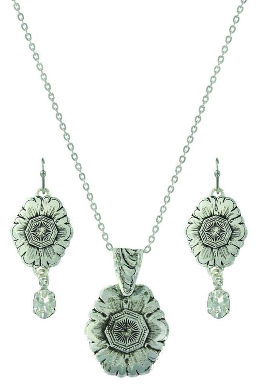 Montana Silver Antiqued Floral Pendant Jewelry Set