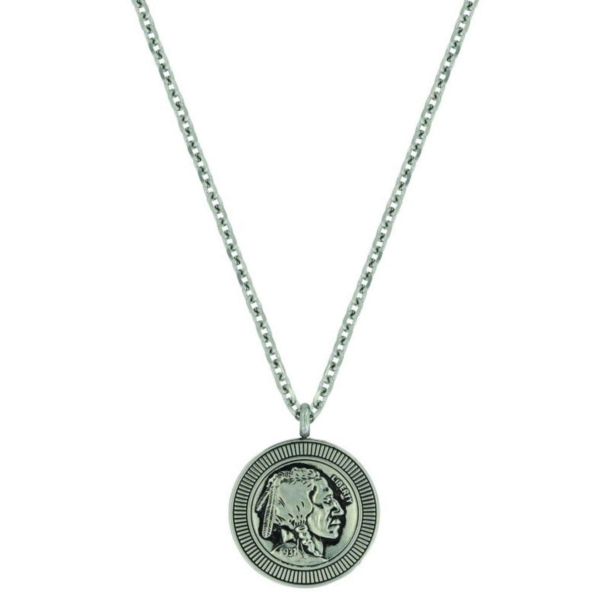 Montana Silver Buffalo Nickel NecklaceBk/Wh