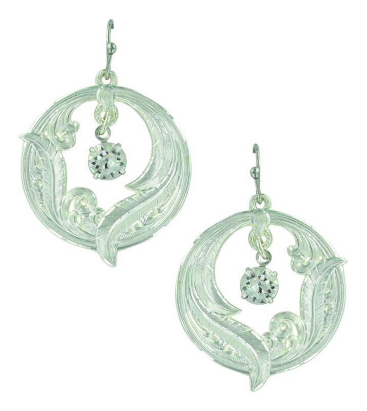 Montana Silver Circle Of Feather EarringsBk/Wh