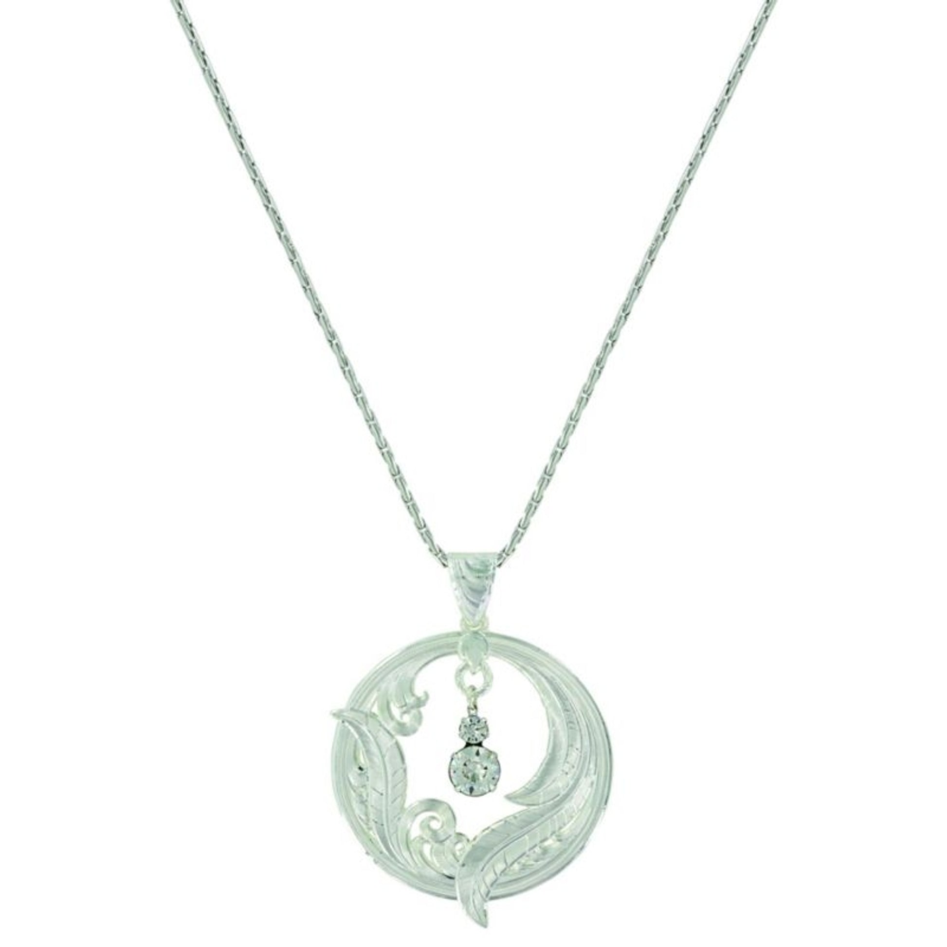 Montana Silver Circle Of Feather NecklaceBk/Wh