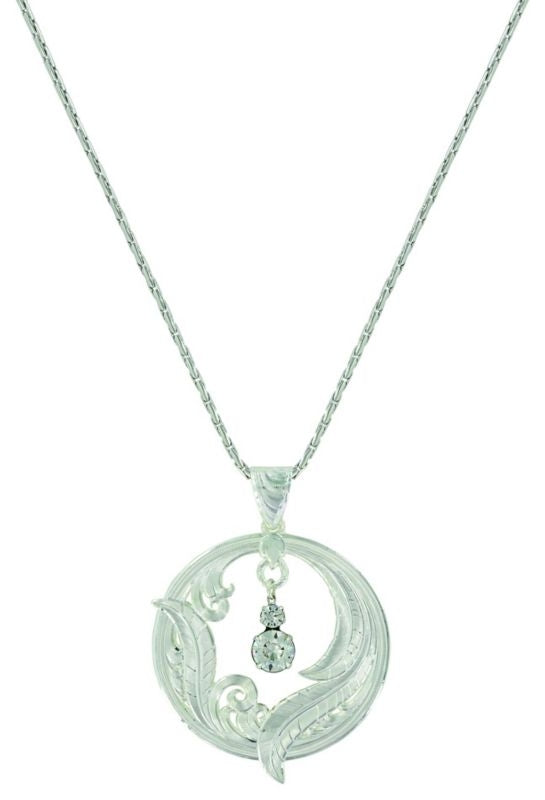 Montana Silver Circle Of Feather NecklaceBk/Wh