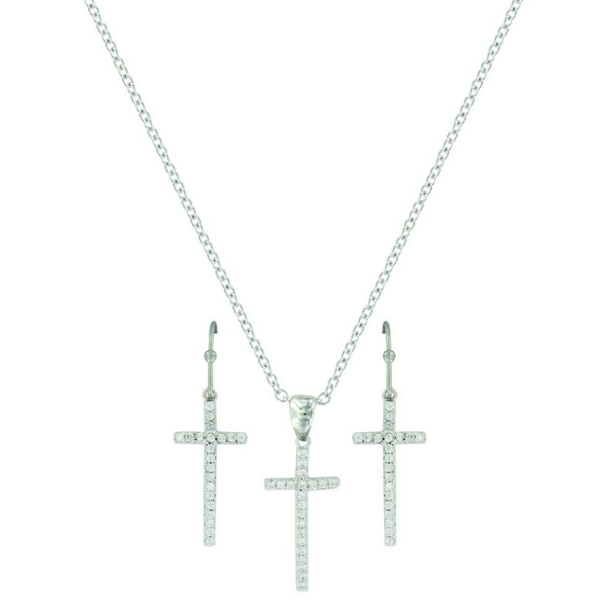 Montana Silver Elongated Cross Jewelry SetBk/Wh