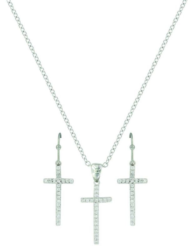 Montana Silver Elongated Cross Jewelry SetBk/Wh