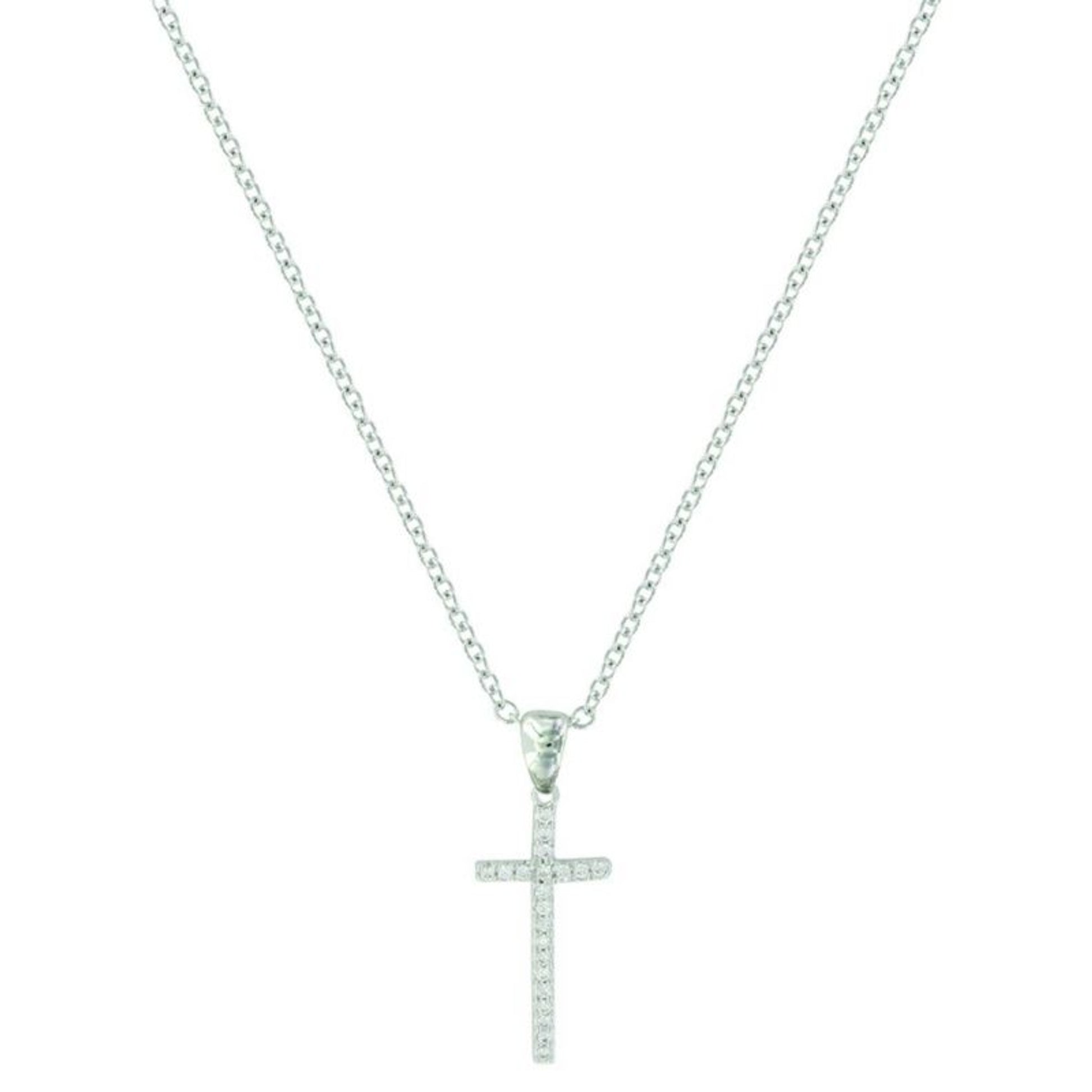 Montana Silver Elongated Cross NecklaceBk/Wh