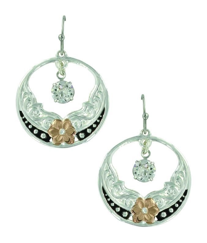 MontanaSilver Evening Stars Wild Rose EarringBk/Wh