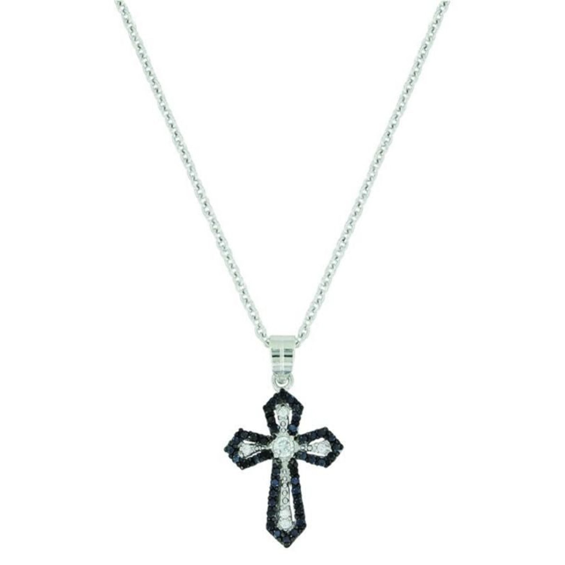Montana Silver Faith Defined Cross NecklaceBk/Wh