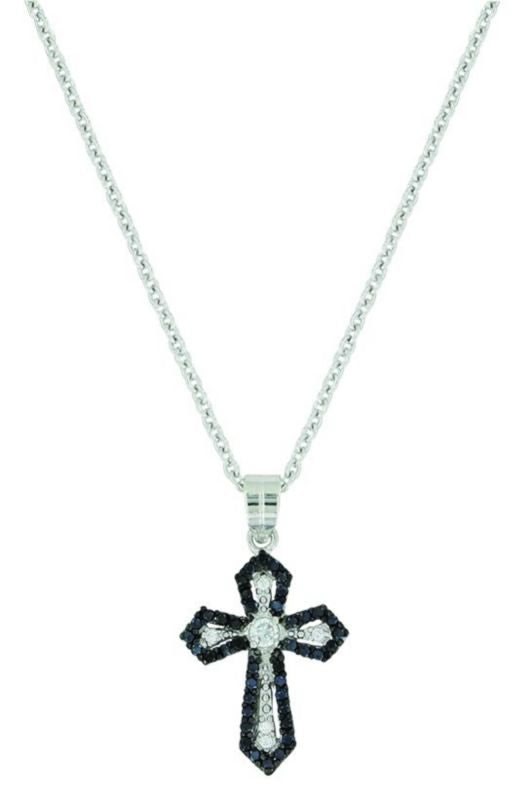 Montana Silver Faith Defined Cross NecklaceBk/Wh