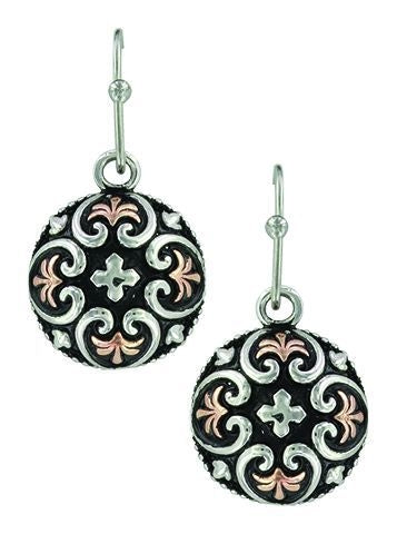 Montana Silver Filigree Heart Button EarringsBk/Wh