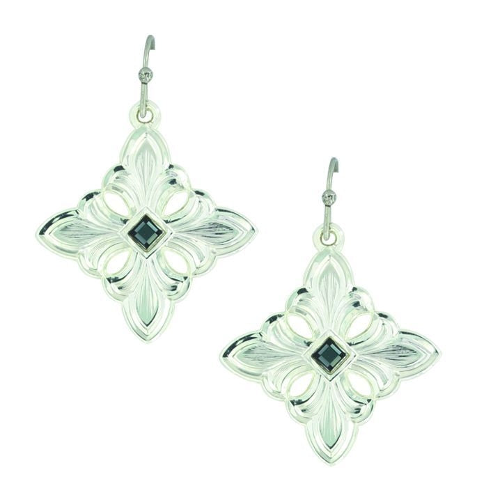 Montana Silver Flowered Cross Evening Dust Earring