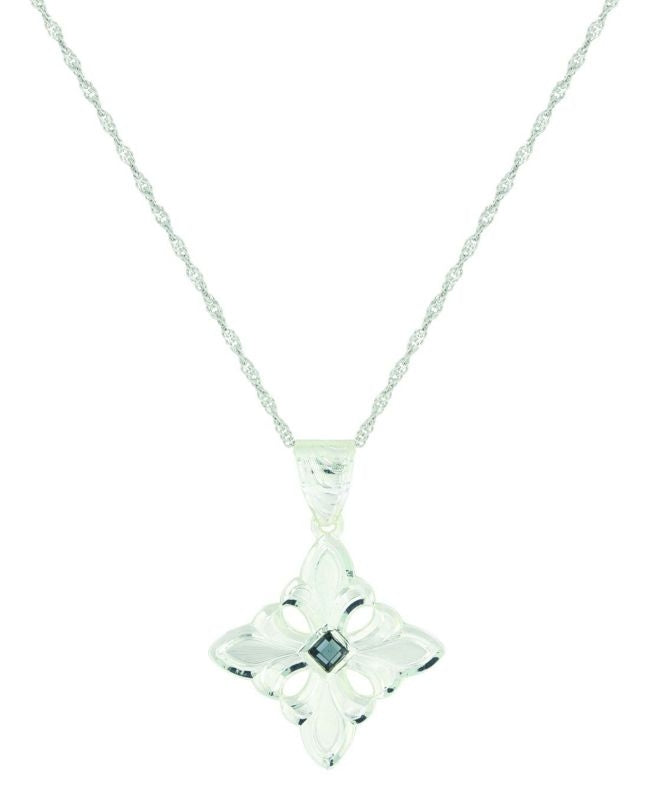 MontanaSilver Flowered Cross Evening Dust Necklace