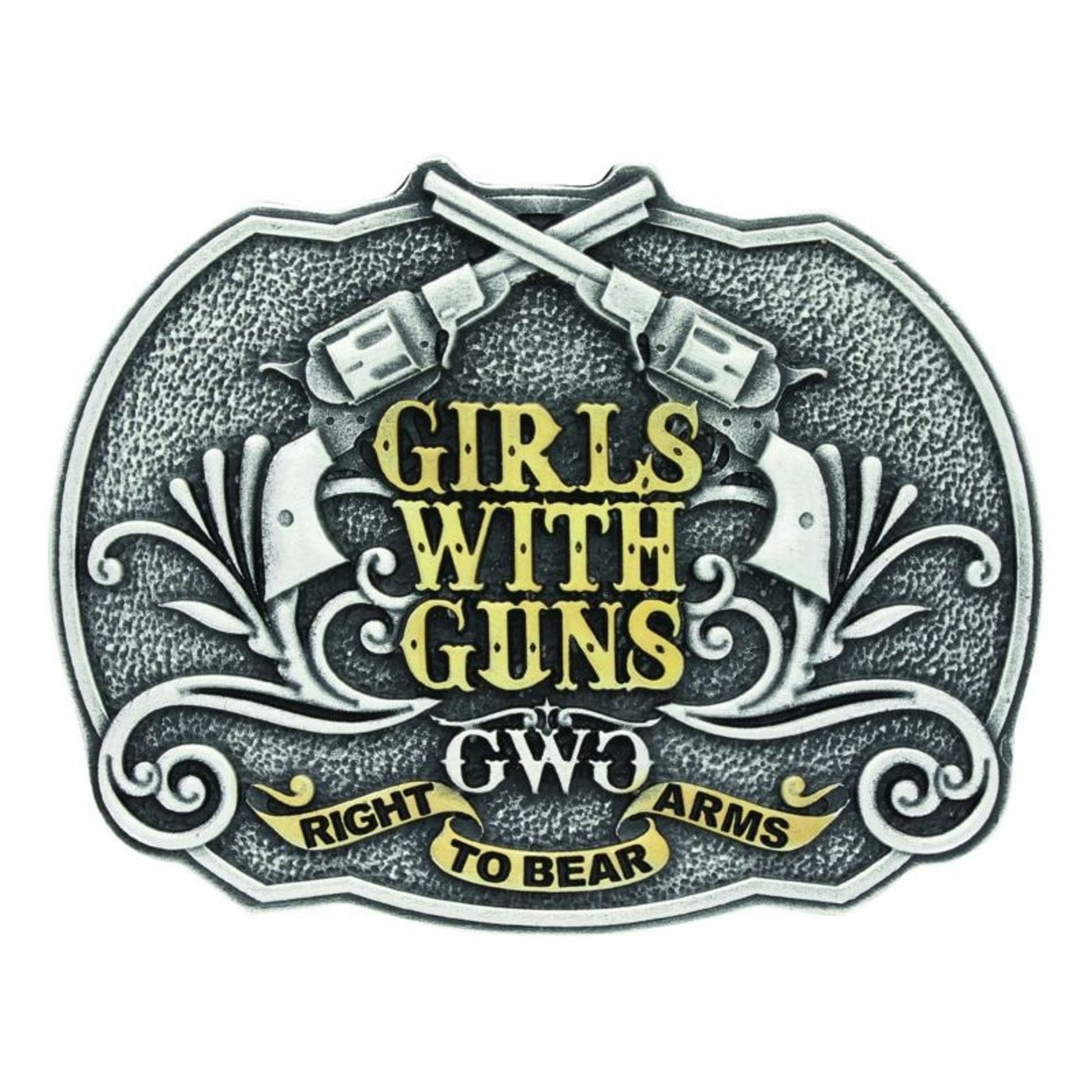 Girls With Gun Right To Bear Arms Attitude Buckle Brn