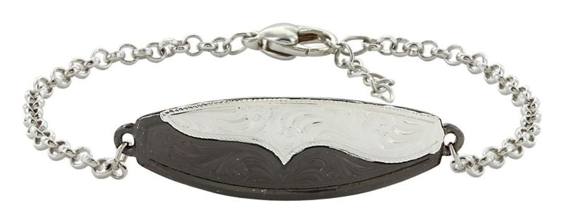 Montana Silver Gunmetal Ripple Id BraceletBk/Wh