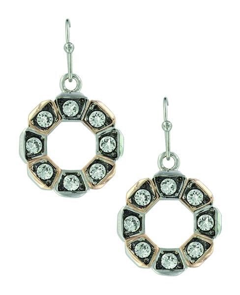 Montana Silver Horseshoe Nail Wreath EarringsBk/Wh