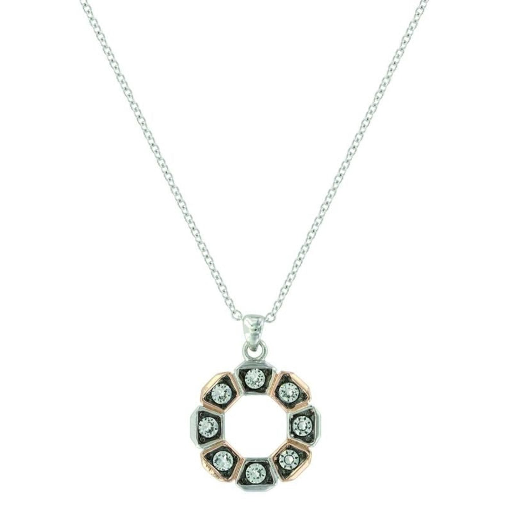 Montana Silver Horseshoe Nail Wreath NecklaceBk/Wh
