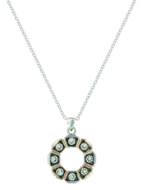 Montana Silver Horseshoe Nail Wreath NecklaceBk/Wh
