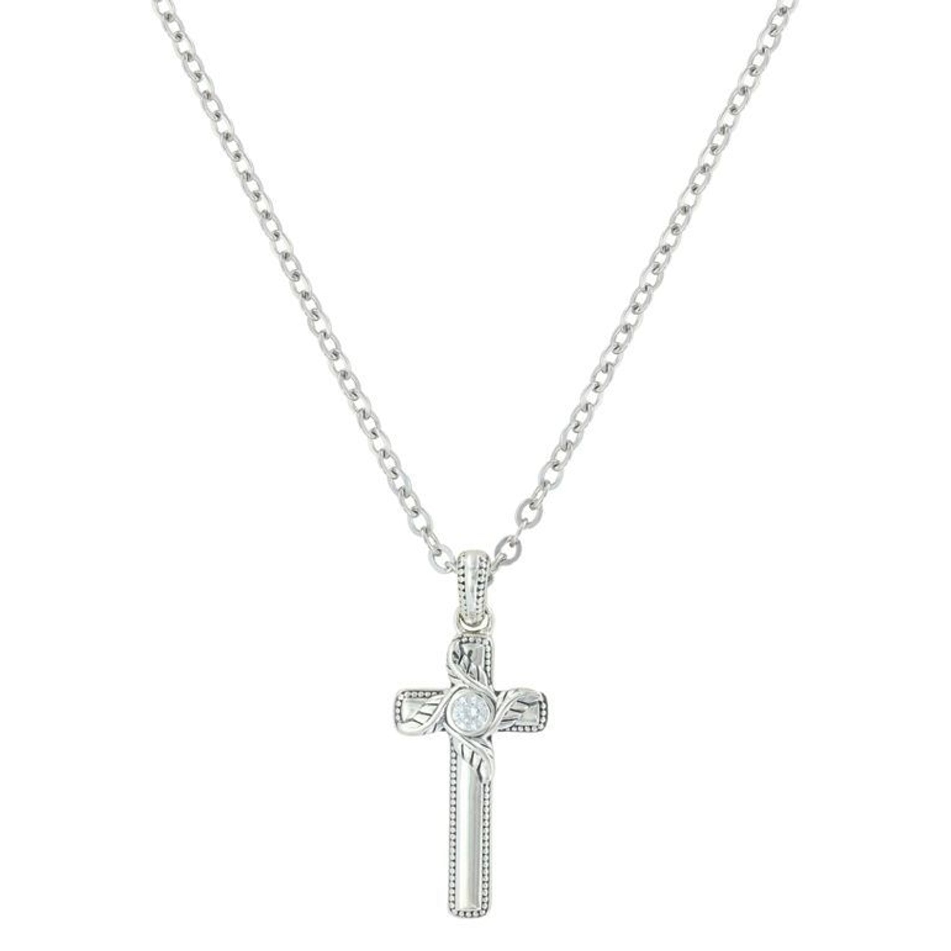 Montana Silver I Believe Cross NecklaceBk/Wh