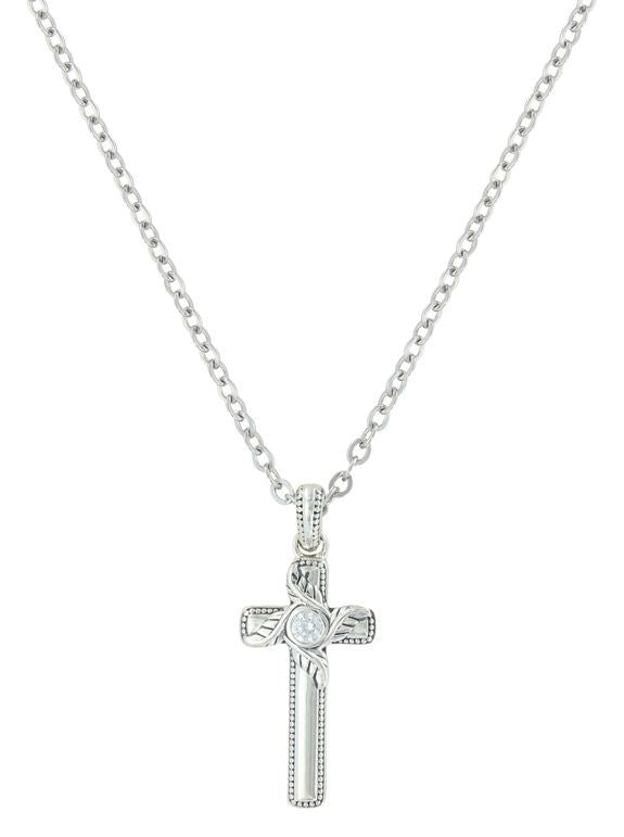 Montana Silver I Believe Cross NecklaceBk/Wh