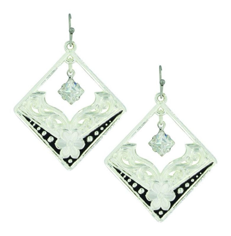 Montana Silver Moonlight Star Flower EarringsBk/Wh