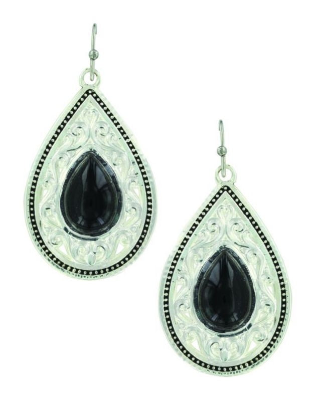 Montana Silver Nights Tear EarringsBk/Wh