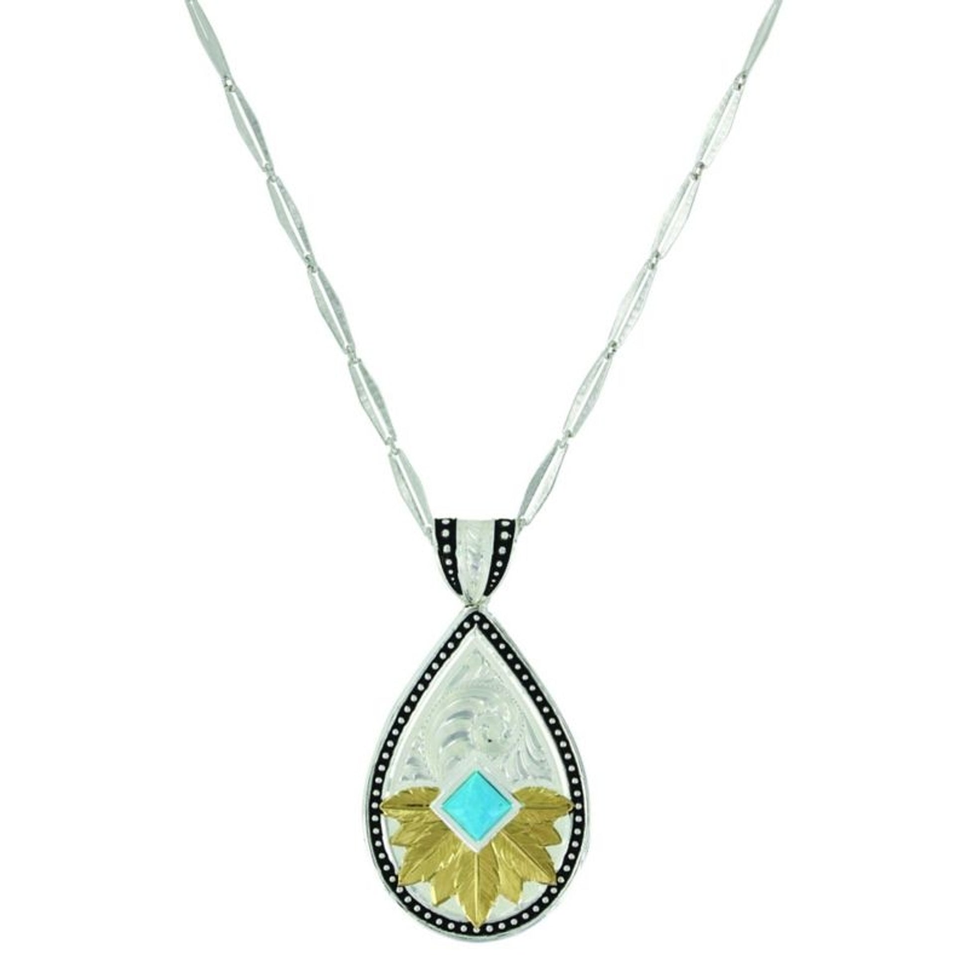 Opening To The Sun Feathered Flower Turqu Necklace