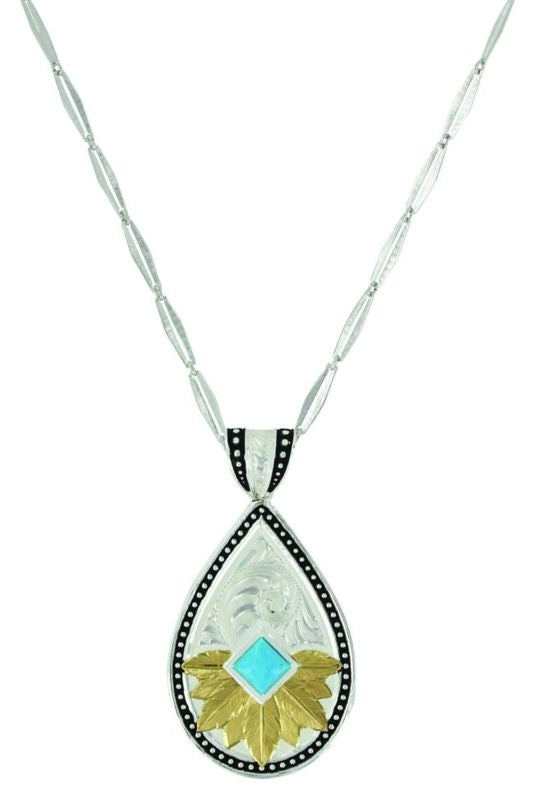 Opening To The Sun Feathered Flower Turqu Necklace