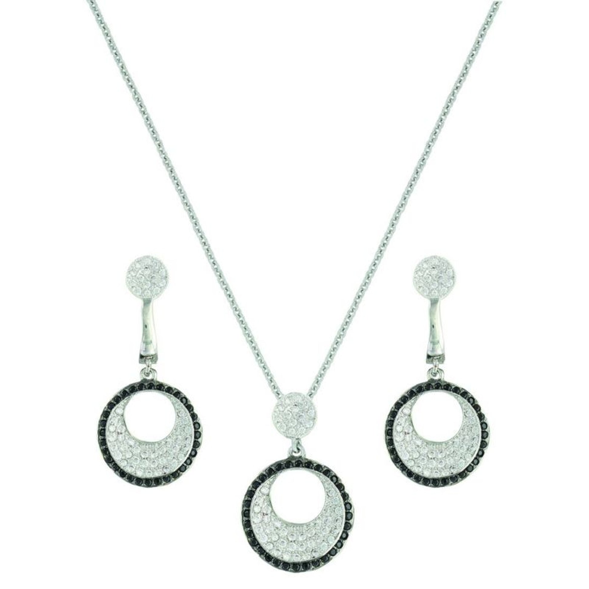Montana Silver Pierced Circle Jewelry SetBk/Wh