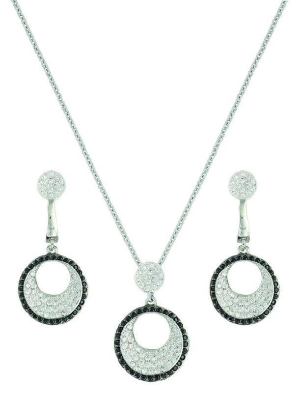 Montana Silver Pierced Circle Jewelry SetBk/Wh