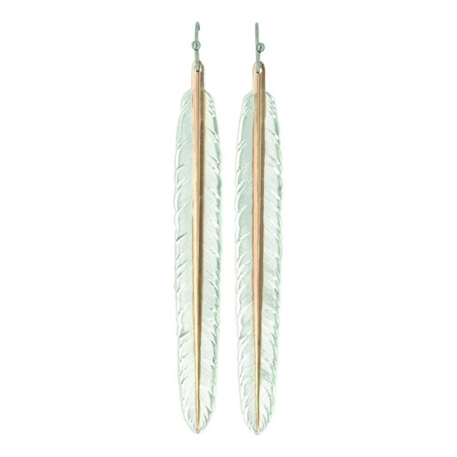 Montana Silver Pin Feather Rose Gold Vein Earrings