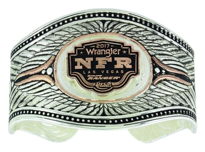MontanaSilver Rising Nfr Shield Cuff BraceletBk/Wh