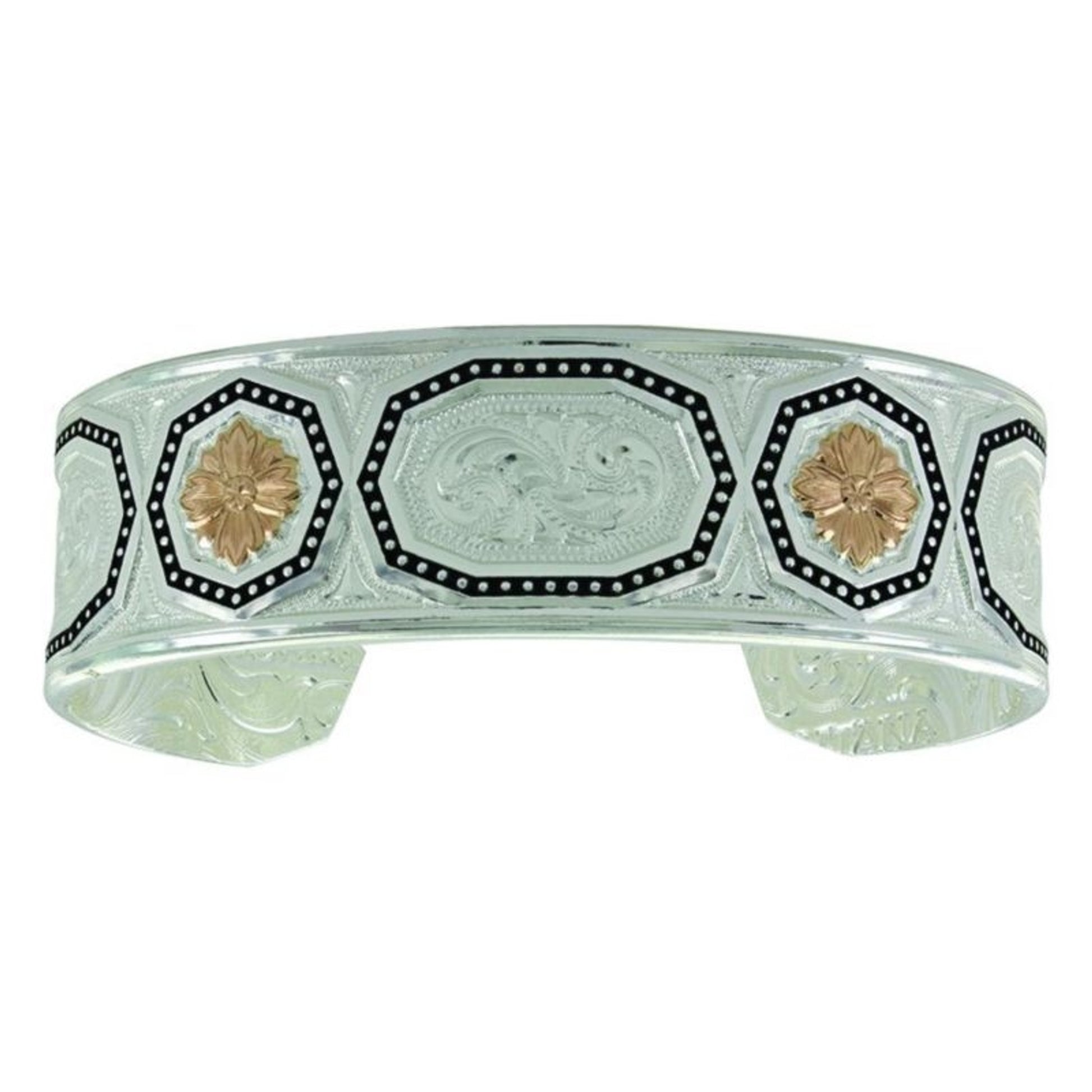 Rose Gold Floral Octagonal Cuff Bracelet