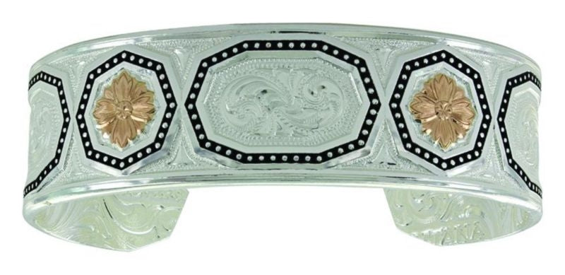 Rose Gold Floral Octagonal Cuff Bracelet