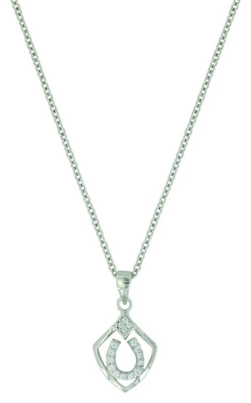 MontanaSilver Shielded In Horseshoes NecklaceBk/Wh
