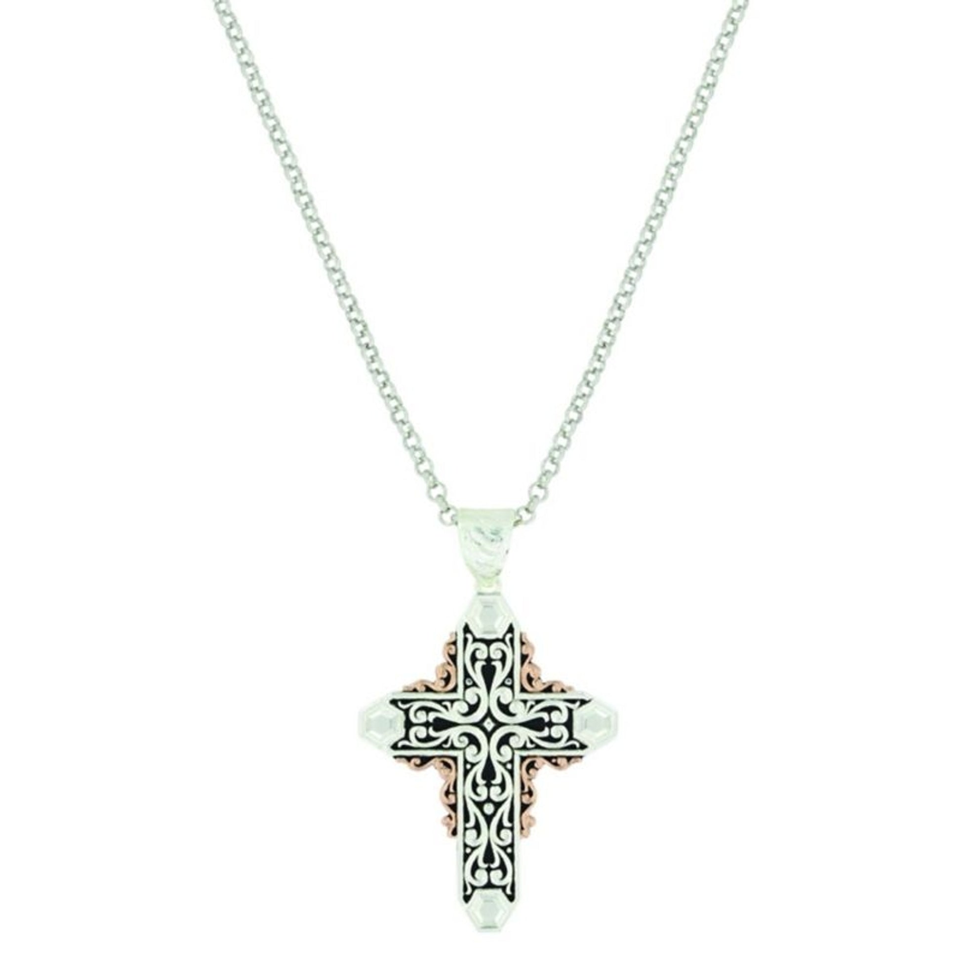 Montana Silver Sunset Glow Filigree Cross Necklace