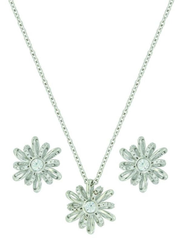 Montana Silver Twisted Tinsel Bow Jewelry SetBk/Wh