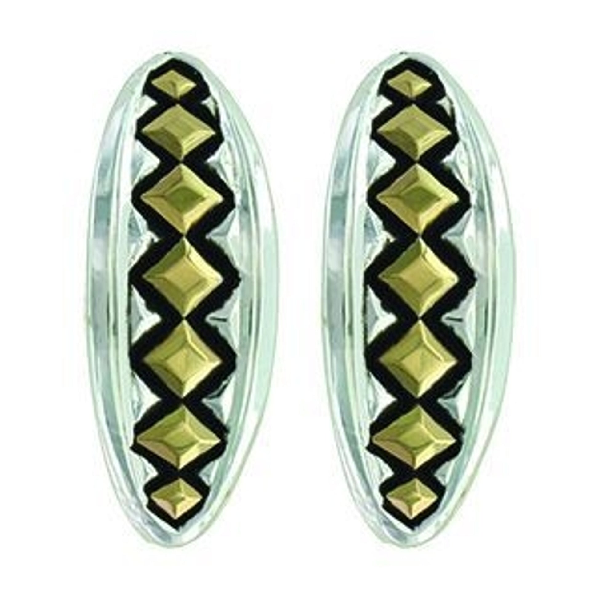 Two Tone Diamond Impressions Cuff Earrings