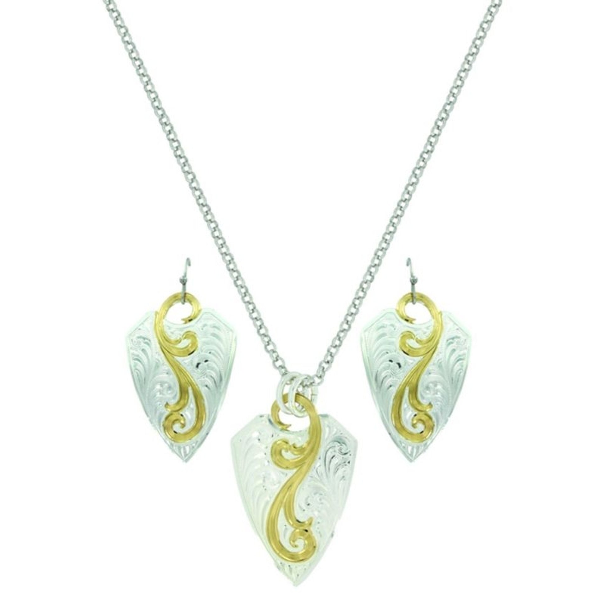 Two Tone Trailing Winds Solo Arrowhead Jewelry Set