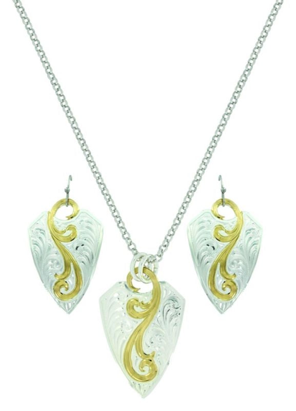 Two Tone Trailing Winds Solo Arrowhead Jewelry Set