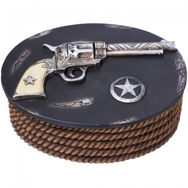 Gift Corral Pistol Trinket Box Resin 6 7/8 x 5 1/8