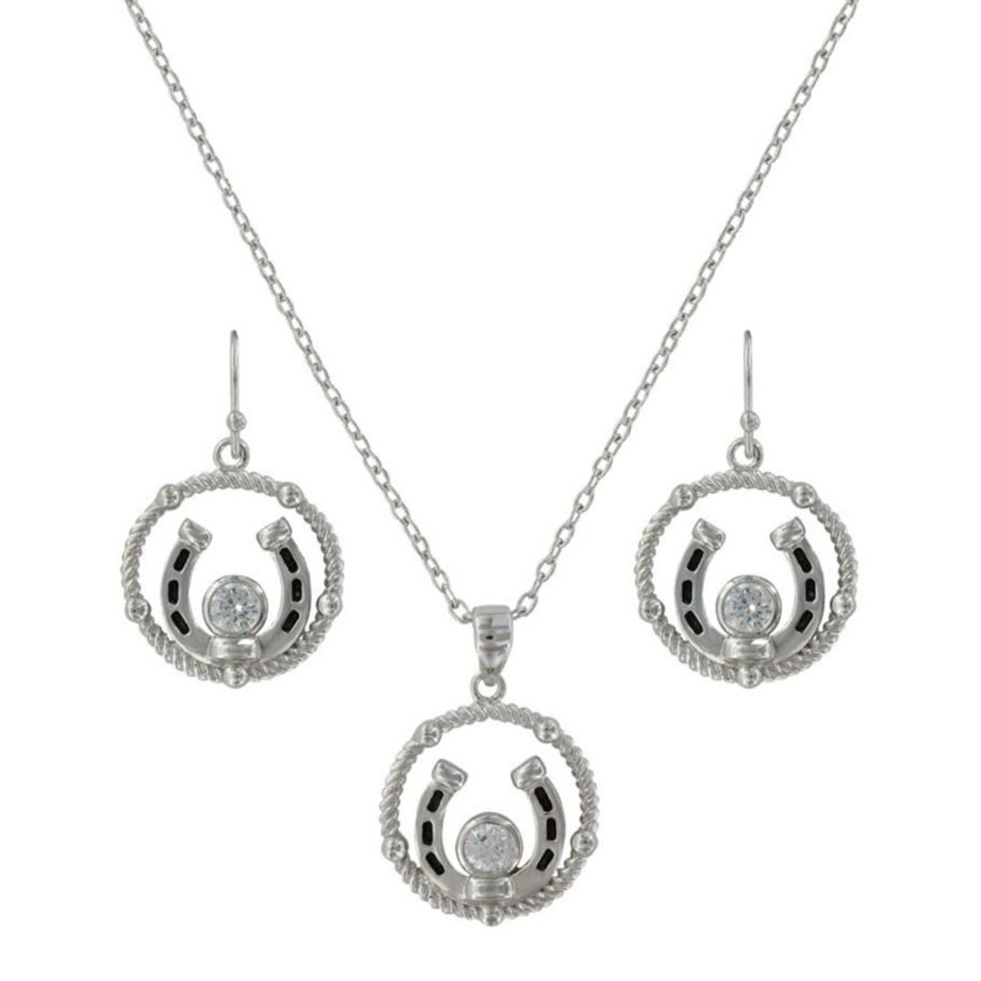 Montana Silver Roped Hanging Horseshoe Jewelry Set