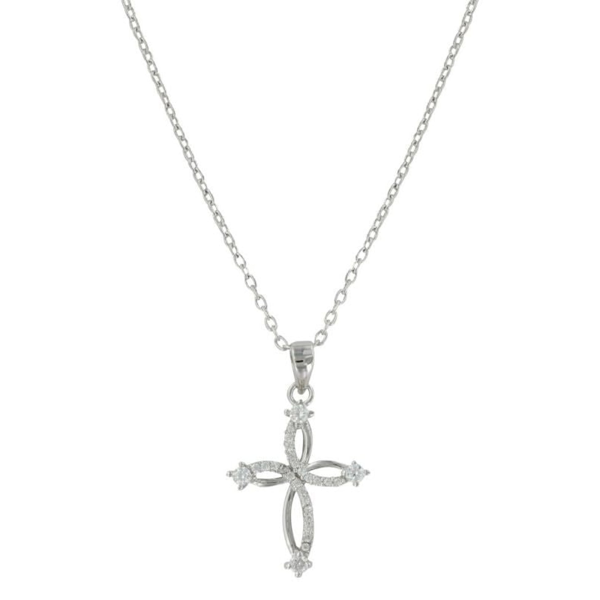 Montana Silversmiths Twisted Cross NecklaceBk/Wh