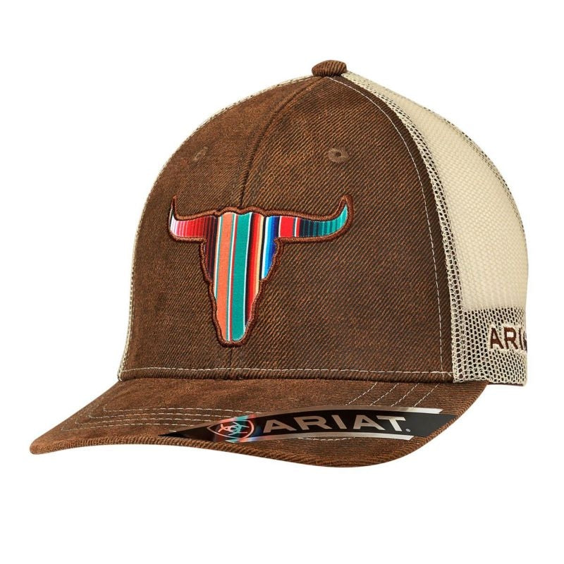 Ariat Mens Longhorn Ball Cap Brown/Multi