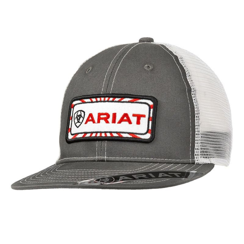 Ariat Mens Center Patch Ball Cap Grey