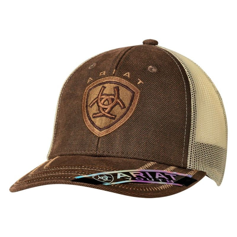 Ariat Youth Oilskin Ball Cap Brown