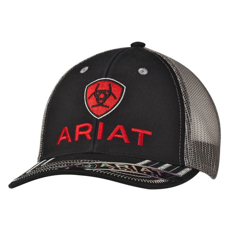 Ariat Youth Red Logo Ball Cap Black/Grey
